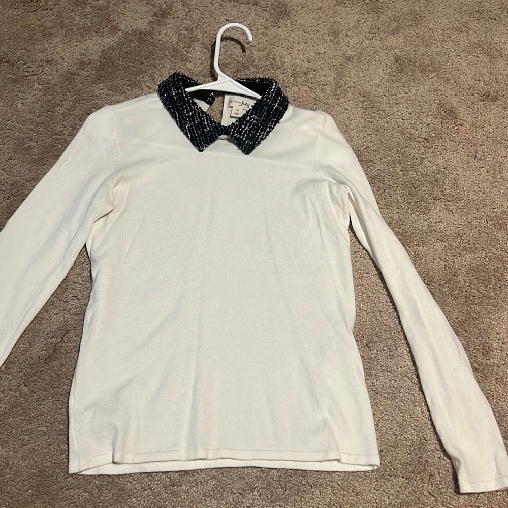 White collared sweater